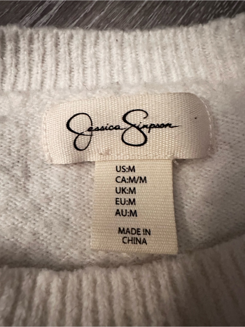 Jessica Simpson Cream Crewneck Sweater with Blue Bow Graphic - Picture 2 of 2